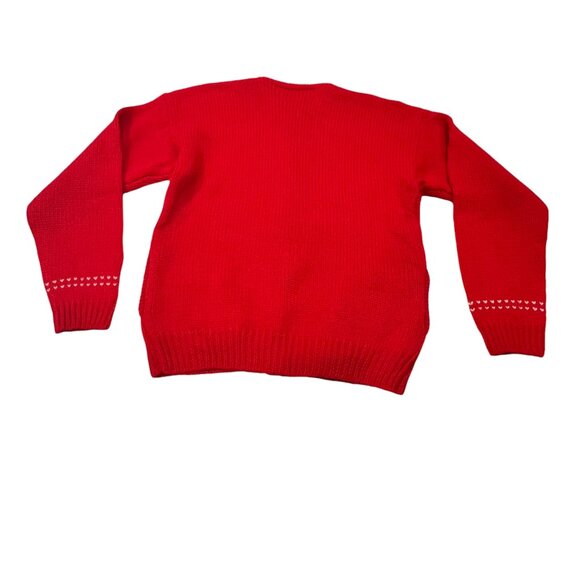 Jayson Younger Vintage Wool Alphabet Cardigan Sweater, Red, M - Picture 2 of 7